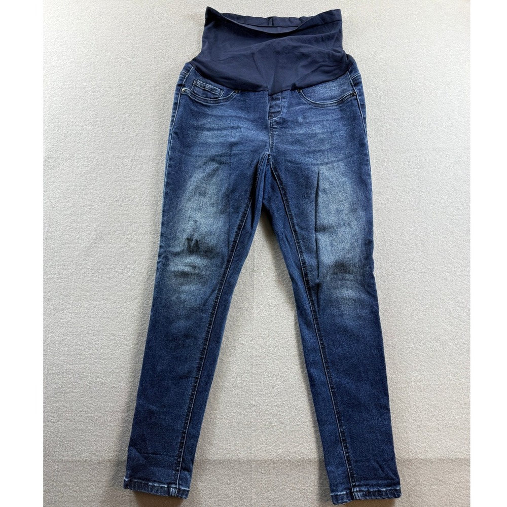 Blue Savvy Maternity Jeans Women Medium Blue Over Belly Skinny Stretch Denim